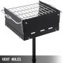 VEVOR Park Style Charcoal Grill 16x16x8 Inch with Grate, Single Post Carbon Steel Park Grill 50 Inch Height Pole, Heavy Duty Outdoor Park Grill for BBQ, Camping, Backyard