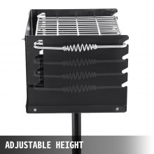VEVOR Outdoor Park Style Grill 16 x 16 Inch Park Style Charcoal Grill Carbon Steel Park Style BBQ Grill Adjustable Park Charcoal Grill with Stainless Steel Grate Outdoor Park Grill, In-ground Pillar