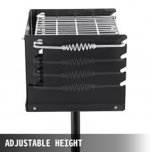 VEVOR Outdoor Park Style Grill 16 x 16 Inch Park Style Charcoal Grill Carbon Steel Park Style BBQ Grill Height 50-in Adjustable Charcoal Grill with Stainless Steel Grate Outdoor Park Grill, In-ground