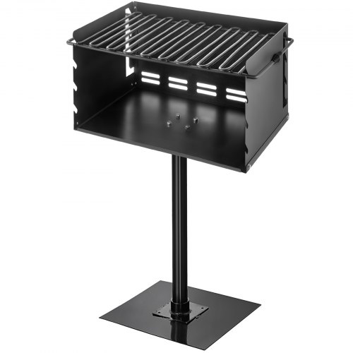 VEVOR 20 x 14 Inch Outdoor Park Style Charcoal Grill,  Park Style Grill, Carbon Steel Park Style BBQ Grill, Adjustable Park Charcoal Grill, Stainless Steel Grate Outdoor Park Grill with Base Plate