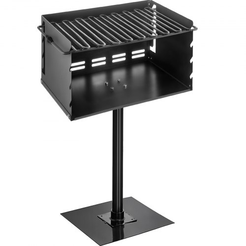 VEVOR 20 x 14 Inch Outdoor Park Style Charcoal Grill,  Park Style Grill, Carbon Steel Park Style BBQ Grill, Adjustable Park Charcoal Grill, Stainless Steel Grate Outdoor Park Grill with Base Plate