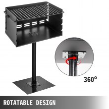 VEVOR Outdoor Park Style Grill, 20 x 14 Inch Park Style Charcoal Grill, Carbon Steel Park Style BBQ Grill, Adjustable Park Charcoal Grill, Stainless Steel Grate Outdoor Park Grill with Base Plate