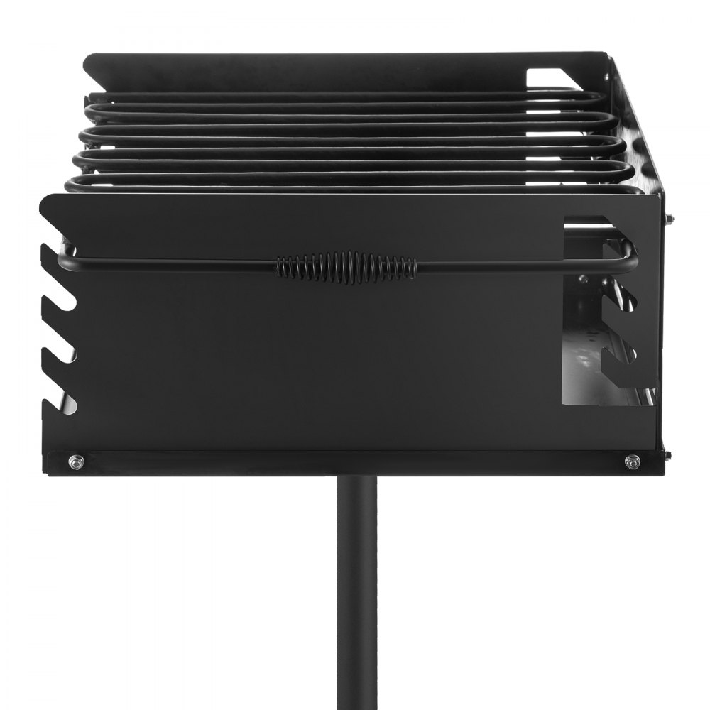 VEVOR Park Style Charcoal Grill 21x21x8 Inch with Grate, Single Post Carbon Steel BBQ Wood Grill 50 Inch Height Pole, Heavy Duty Outdoor Park Grill for BBQ, Camping or Backyard