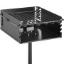 VEVOR Outdoor Park Style Grill 21 x 21 Inch Park Style Charcoal Grill Carbon Steel Park Style BBQ Grill Adjustable Park Charcoal Grill with Stainless Steel Grate Outdoor Park Grill, In-ground Pillar