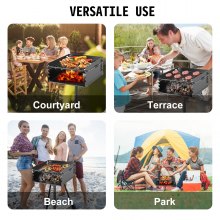 VEVOR Outdoor Park Style Grill 21 x 21 Inch Park Style Charcoal Grill Carbon Steel Park Style BBQ Grill Adjustable Park Charcoal Grill with Stainless Steel Grate Outdoor Park Grill, In-ground Pillar