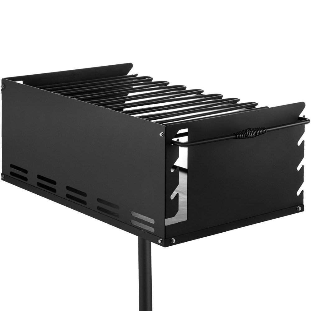 VEVOR Outdoor Park Style Grill 24 x 16 Inch Park Style Charcoal Grill Carbon Steel Park Style BBQ Grill Adjustable Park Charcoal Grill with Stainless Steel Grate Outdoor Park Grill, In-ground Pillar