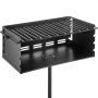 VEVOR Outdoor Park Style Grill 24 x 16 Inch Park Style Charcoal Grill Carbon Steel Park Style BBQ Grill Adjustable Park Charcoal Grill with Stainless Steel Grate Outdoor Park Grill, In-ground Pillar