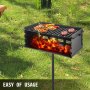 VEVOR Outdoor Park Style Grill 24 x 16 Inch Park Style Charcoal Grill Carbon Steel Park Style BBQ Grill Adjustable Park Charcoal Grill with Stainless Steel Grate Outdoor Park Grill, In-ground Pillar