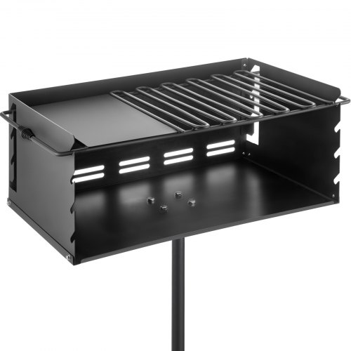 VEVOR Outdoor Park Style Grill 24 x 16 Inch Park Style Charcoal Grill Carbon Steel Park Style BBQ Grill Height 50-in Adjustable Charcoal Grill with Stainless Steel Grate Outdoor Park Grill
