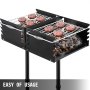 Park-style Camping Outdoor Double Post Steel Bbq Charcoal Grill W/ Cooking Grate