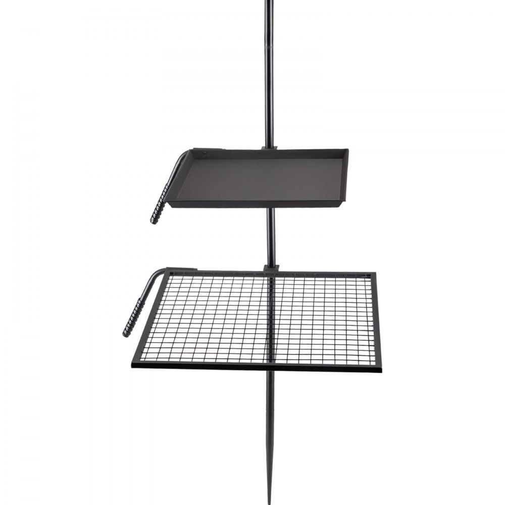 VEVOR Swivel Grill, Heavy Duty Steel Campfire Grill, Double Layer Open Fire Grill, 24" x 24" Campfire Swivel Grill with Heat Dissipation Handle, Campfire Grill Stake for Outdoor Open Flame Cooking