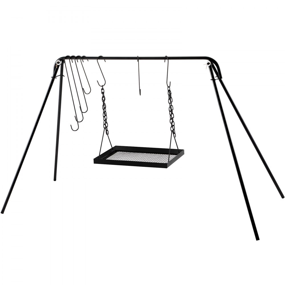 VEVOR Grill Swing, 35" Campfire Cooking Stand, Carbon Steel Campfire Grill, Campfire Grill Stand with Adjustable Legs, BBQ Grill with Hooks & & Accessories & Carrying Case for Cookware & Dutch Oven
