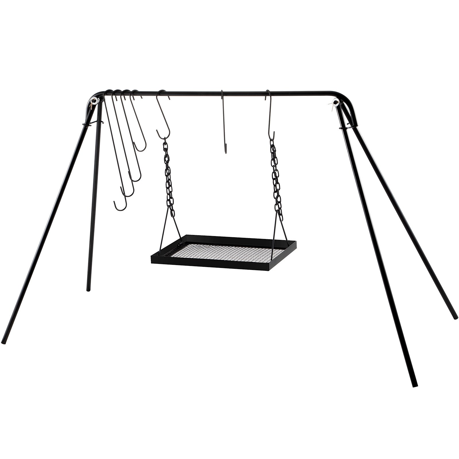 VEVOR Grill Swing, 35" Campfire Cooking Stand, Carbon Steel Campfire Grill, Campfire Grill Stand with Adjustable Legs, BBQ Grill with Hooks & & Accessories & Carrying Case for Cookware & Dutch Oven