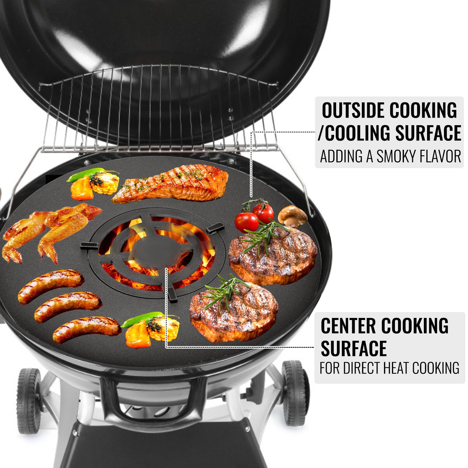 Rejilla de repuesto para parrilla de barbacoa VEVOR de 40", de acero al carbono con rejilla central, fácil de limpiar, para barbacoa de 18", accesorio para parrilla redonda y hamburguesas
