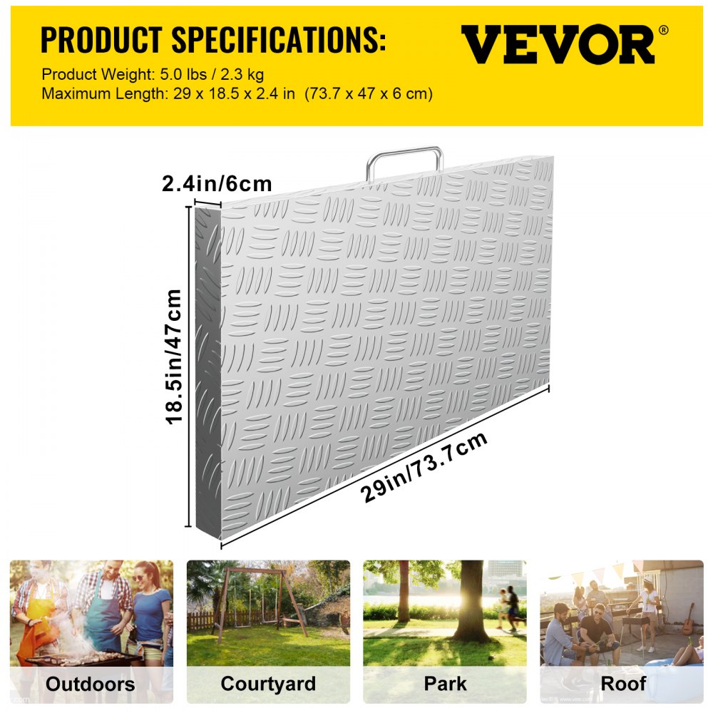 VEVOR Cubierta para plancha, compatible con plancha Blackstone de 28 pulgadas, tapa de parrilla con placa de diamante de aluminio ligero con mango de acero inoxidable para barbacoa al aire libre, accesorios para parrilla de piedra negra, plateado