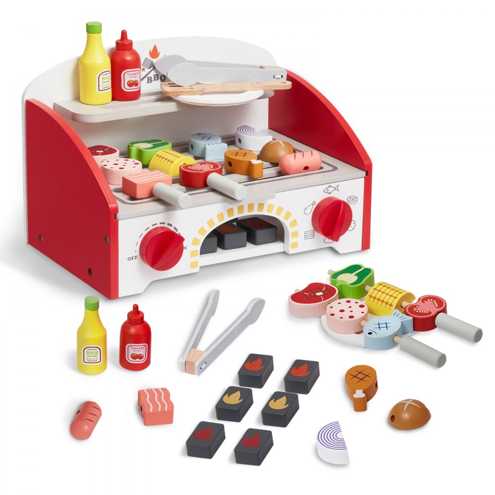 VEVOR 26 kpl Lasten BBQ Grill Playset Puinen ruoanlaittogrillilelusarja Pretend Sound