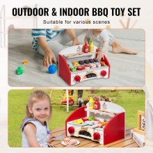 VEVOR 26 PCS Kids BBQ Grill Playset Wooden Cooking Grill Toy Set Pretend Sound