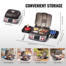 VEVOR 19 PCS Kids BBQ Grill Playset Cooking Grill Toy Set with Smoke Sound Light