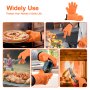 VEVOR Silicone Smoker Oven Gloves, Non-Slip Heat Resident BBQ Grill Gloves with Cotton Liner, Food-Contact Grade Grilling Mitts