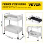 VEVOR Trolley Cart Dental Lab Trolley Steel Mobile Rolling Serving Cart 2 Tiers