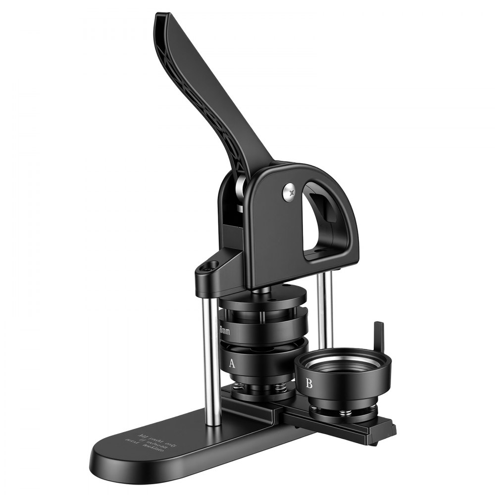 VEVOR Button Maker Machine 1"/1.25"/2.25"(25/32/58 mm) Pin Maker Black, with 300pcs Button Parts, Circle Cutter and Magic Book, Ergonomic Handle, for DIY Badges, Pins, Fridge Magnets and Key Chains