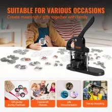 VEVOR Button Maker Machine, 1/1.25/2.28 inch(25/32/58mm) 3-in-1 Pin Maker, Installation-Free Badge Punch Press Kit, Button Making Supplies with 300pcs Button Parts, Circle Cutter, Magic Book