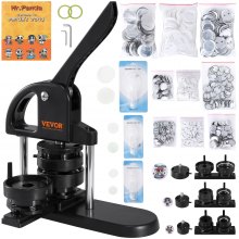 VEVOR Button Maker, 1/1.25/2.28 inch(25/32/58mm) 3-IN-1 Pin Maker with 300pcs Button Parts, Ergonomic Arc Handle Punch Press Kit, Button Maker Machine with Panda Magic Book, For Children DIY Gifts