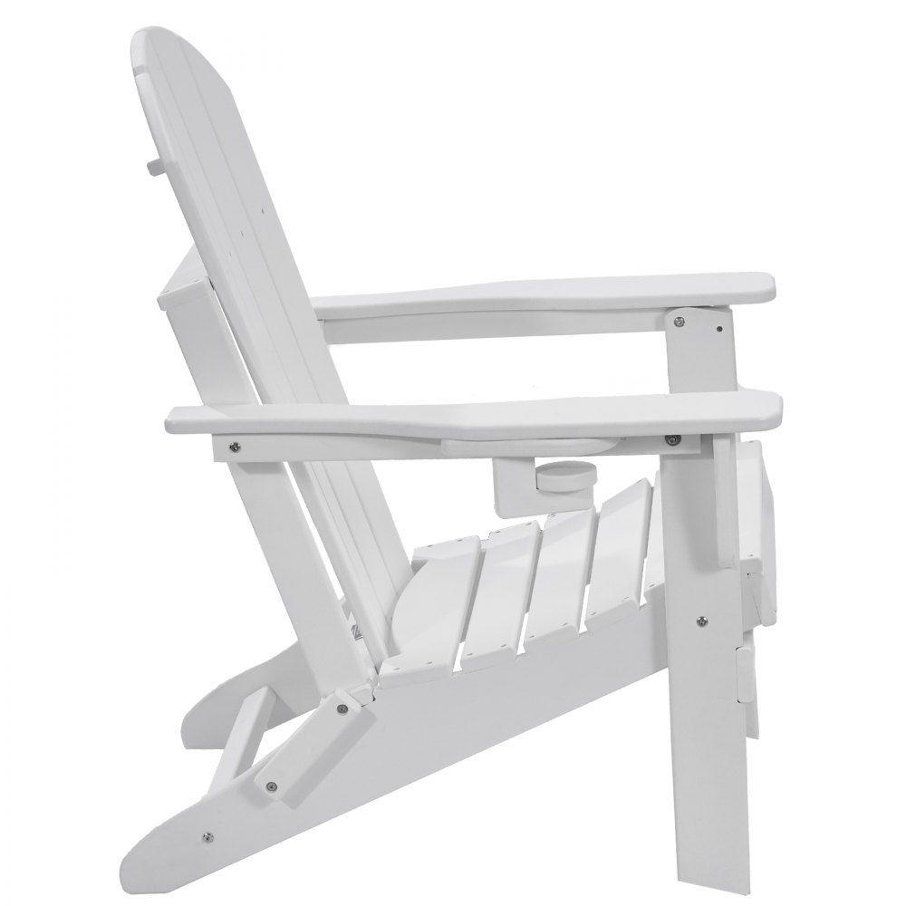 VEVOR Adirondack Chair Plastic, Set of 2 All-Weather Portable Folding Fire Pit Chair, Outdoor Adirondack Patio Chair with Cup Holder, with Relaxing Arm Rest Ergonomic, for Garden, Backyard - White