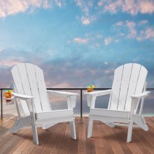 VEVOR Adirondack Chair Plastic Set of 2 All-Weather Folding Fire Pit White