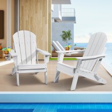 VEVOR Adirondack Chair Plastic Set of 2 All-Weather Folding Fire Pit White