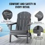 VEVOR Adirondack Chair Plastic Set of 2 All-Weather Folding Fire Pit Gray