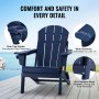 VEVOR Scaun Adirondack din plastic Set de 2 focar pliabil pentru orice vreme, bleumarin