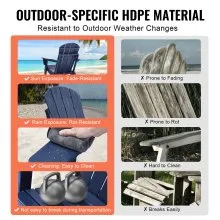 Juego de 2 sillas Adirondack de plástico VEVOR, para fogatas plegables para todo tipo de clima, color azul marino