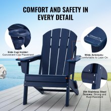 VEVOR Adirondack Chair Plastic Set of 2 All-Weather Folding Fire Pit Navy Blue