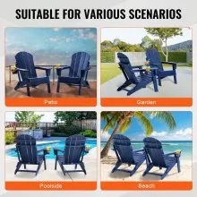Juego de 2 sillas Adirondack de plástico VEVOR, para fogatas plegables para todo tipo de clima, color azul marino