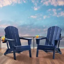 Juego de 2 sillas Adirondack de plástico VEVOR, para fogatas plegables para todo tipo de clima, color azul marino