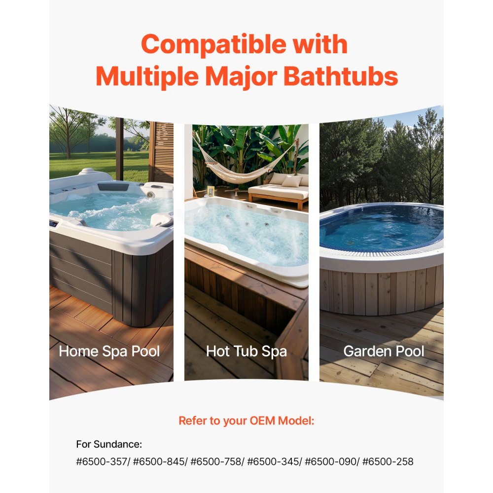 VEVOR SPA Pump, 2 HP, 2-Speed Hot Tub Pump with 2-Inch Port, 139.5 GPM High and 66.5 GPM Low Speed, 115V 60Hz, 48 Frame, for Sundance #6500-357/ #6500-845/ #6500-758/ #6500-345/ #6500-090/ #6500-258