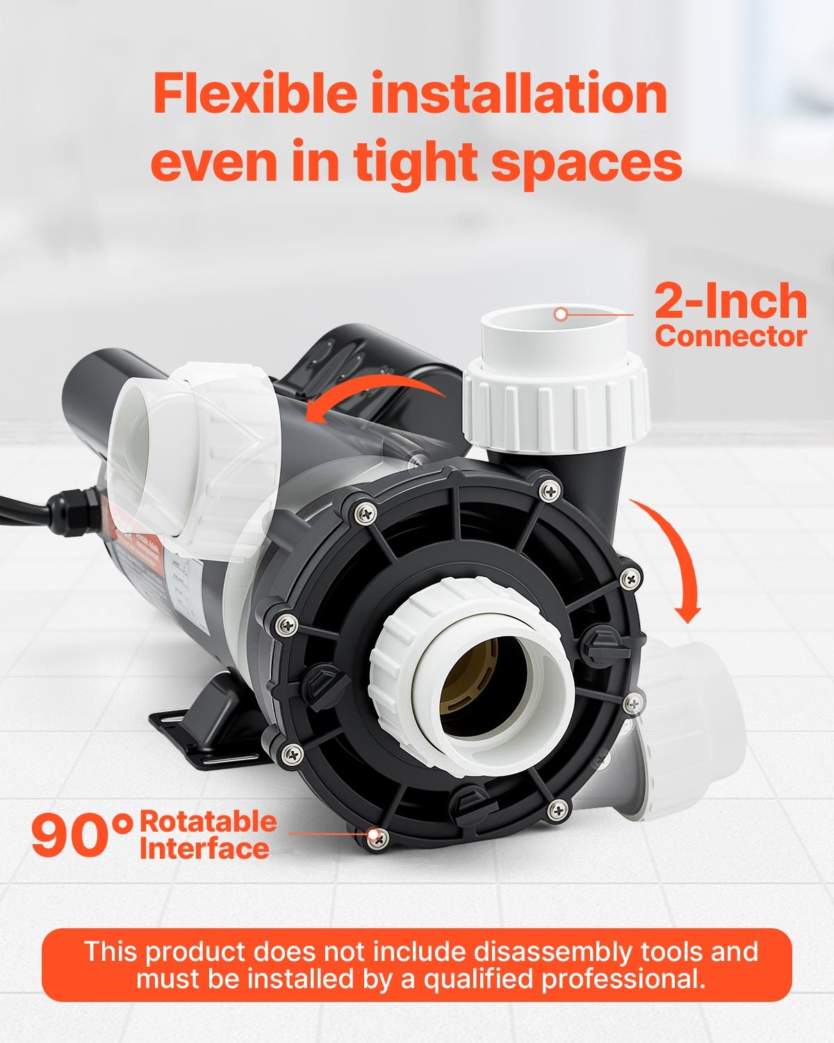 VEVOR SPA Pump, 2 HP, 2-Speed Hot Tub Pump with 2-Inch Port, 139.5 GPM High and 66.5 GPM Low Speed, 115V 60Hz, 48 Frame, for Sundance #6500-357/ #6500-845/ #6500-758/ #6500-345/ #6500-090/ #6500-258
