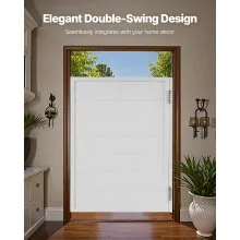 Puertas batientes de salón de 81 x 107 cm, de madera de pino blanca, con bisagras y herrajes.