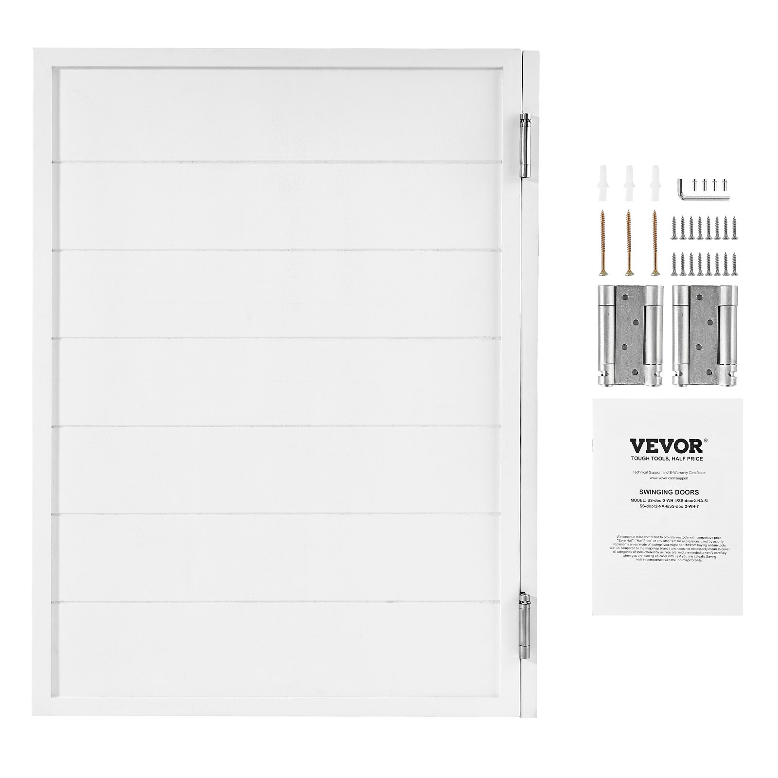 VEVOR Swinging Cafe Doors, Single Indoor Saloon Doors 81.3 x 106.7 cm, Square Design Made of Pine Wood, with Hinges & Hardware Kit, Easy to Install, for Hallway Kitchen Bar Pub Entrance, White