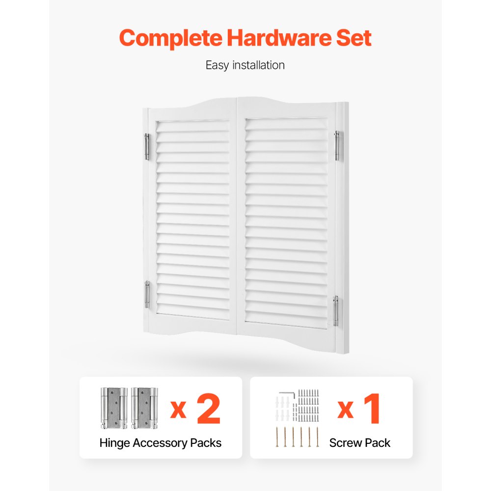 VEVOR Swinging Cafe Doors, Arched Top Interior Saloon Doors 81.3 x 91.4 cm, Double Action Made of Pine Wood, with Hinges & Hardware Kit, Easy to Install, for Hallway Kitchen Bar Pub Entrance, White