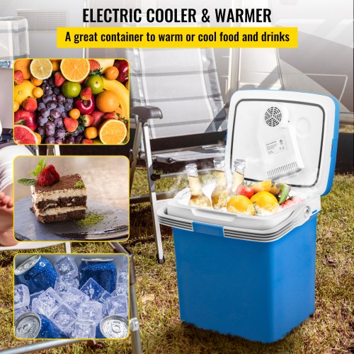 VEVOR Electric Cooler and Warmer, 28 Quart Portable Thermoelectric Fridge, Plug in Refrigerator with Collapsible Handle, 110V AC Home Power Cord & 12V Car Adapter for Camping Travel & Picnics