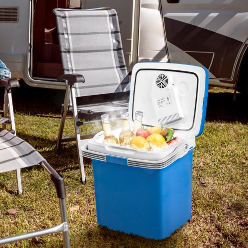 VEVOR Electric Cooler and Warmer, 28 Quart Portable Thermoelectric Fridge, Plug in Refrigerator with Collapsible Handle, 110V AC Home Power Cord & 12V Car Adapter for Camping Travel & Picnics