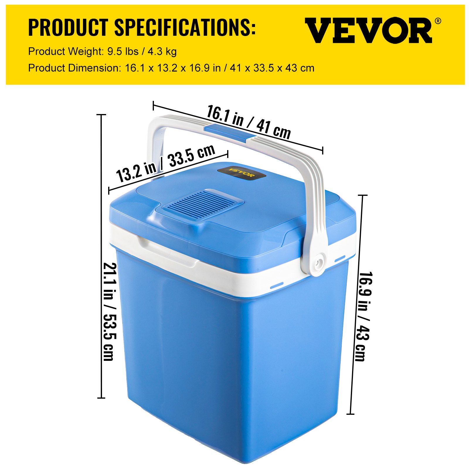 VEVOR Electric Cooler and Warmer, 28 Quart Portable Thermoelectric Fridge, Plug in Refrigerator with Collapsible Handle, 110V AC Home Power Cord & 12V Car Adapter for Camping Travel & Picnics