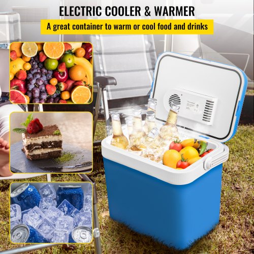 VEVOR Electric Cooler and Warmer, 34 Quart Portable Thermoelectric Fridge, Plug in Refrigerator with Collapsible Handle, 110V AC Home Power Cord & 12V Car Adapter for Camping Travel & Picnics