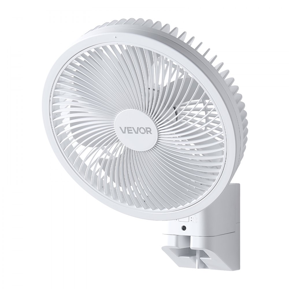 VEVOR 8.5 in Wall Mount Fan, Oscillating Hanging Fan with Remote Control, 10 ft Powerful Airflow, DC Motor, 4 Speeds & Timer, Auto 90° Horizontal & Manual Vertical Tilt, Ideal for Home, Office, RV