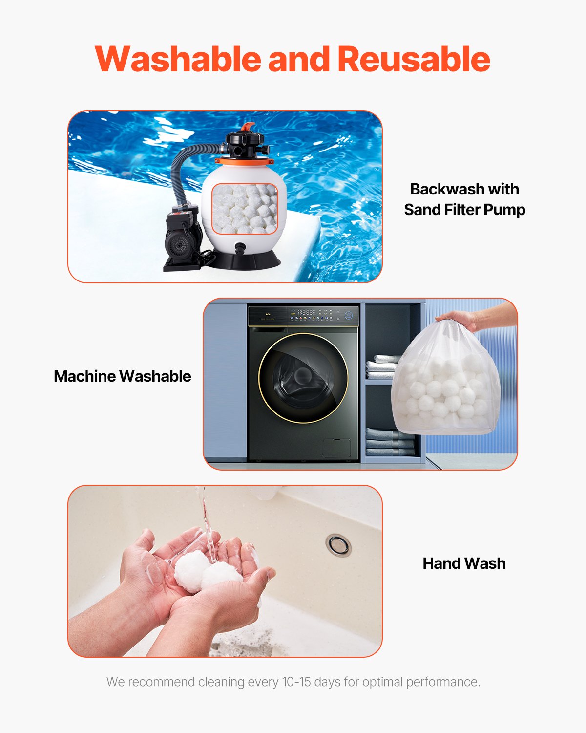 VEVOR Pool Filter Balls for Sand Filter, 2 kg/4.6 lbs, Filter Balls Replace Pool Filter Sand, Reusable Polyester Fiber Filter Media Balls with Wash Bag, for Swimming Pool Above Ground Pool Aquarium Tank