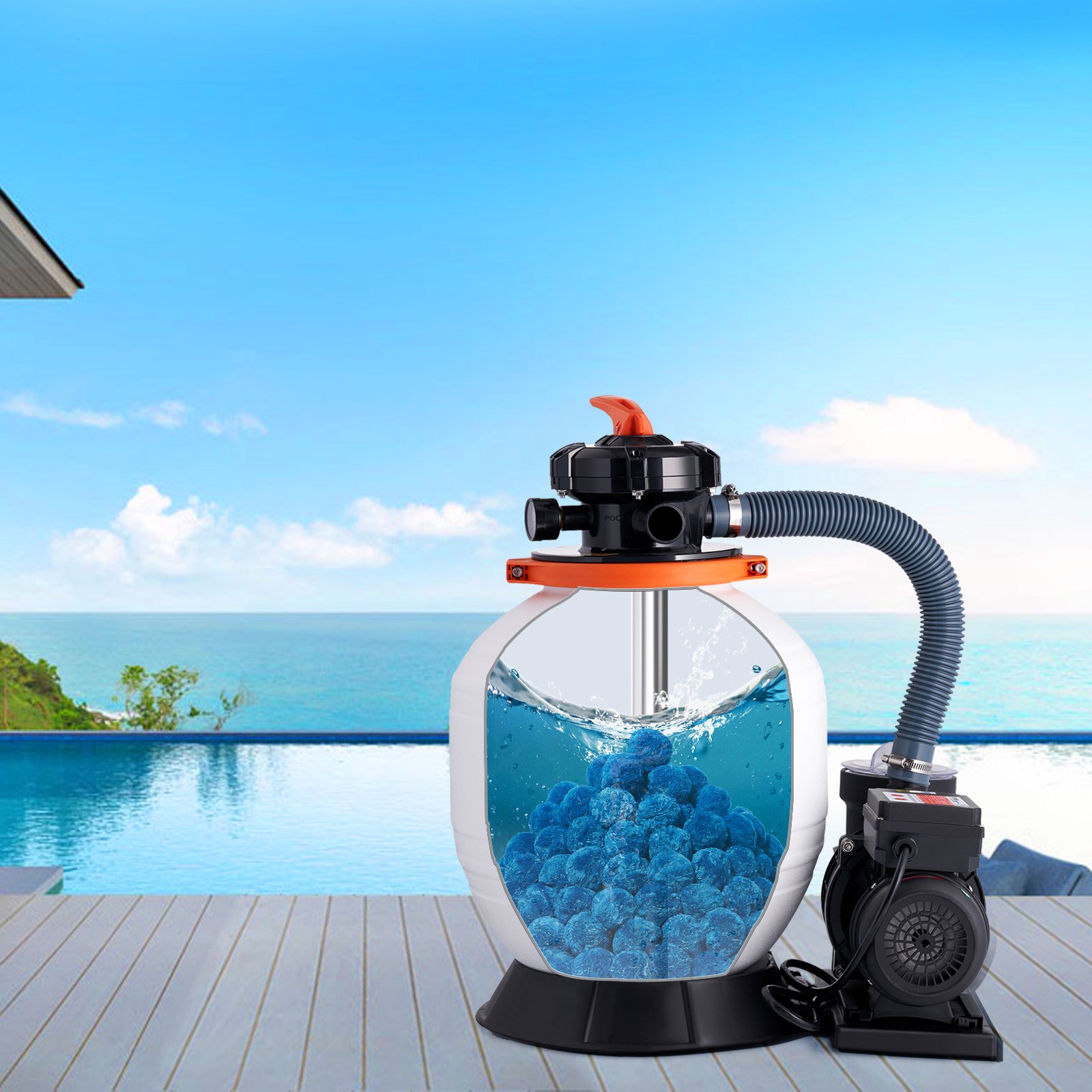 VEVOR Pool Filter Balls for Sand Filter, 1.42 kg, Filter Balls Replace Pool Filter Sand, Reusable Blue Polyester Fiber Filter Media with Wash Bag, for Swimming Pool Aquarium Tank Above Ground Pool