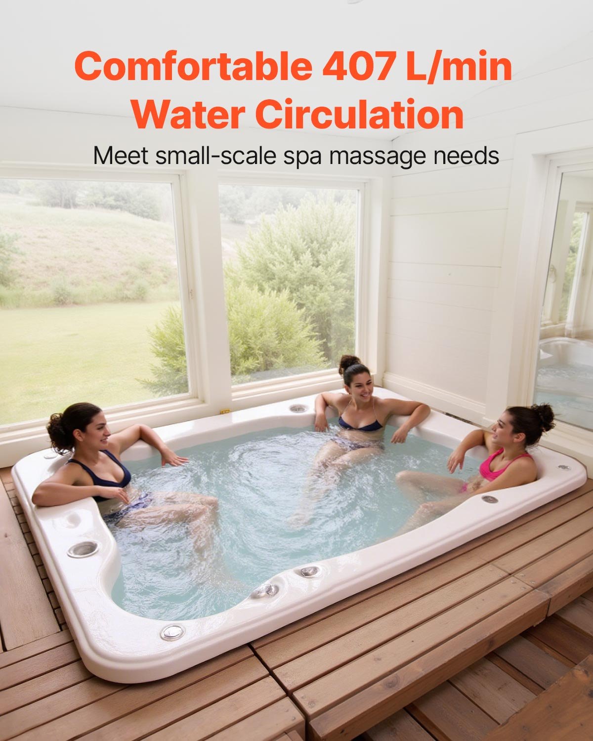 VEVOR SPA Pump, 1.5 HP, 110V Hot Tub Bathtub Circulation Pump with 1.5-Inch Port, 107.5 GPM Max Flow Rate, 54.13 ft/16.5 m Max Head Lift, 110-120V 60Hz, for Gecko #34-402-5002, Watkins #1431501-03