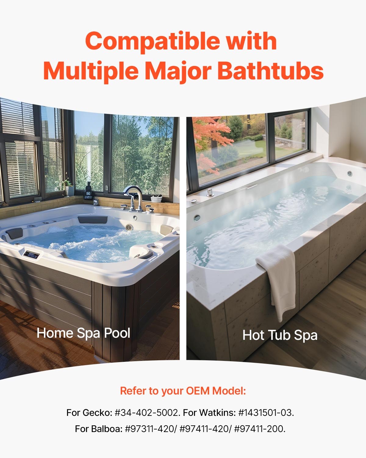 VEVOR SPA Pump, 1.5 HP, 110V Hot Tub Bathtub Circulation Pump with 1.5-Inch Port, 107.5 GPM Max Flow Rate, 54.13 ft/16.5 m Max Head Lift, 110-120V 60Hz, for Gecko #34-402-5002, Watkins #1431501-03